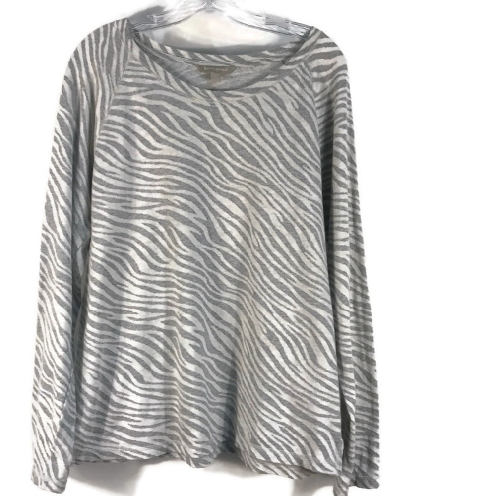 Banana Republic Sweater Zebra Print Grey White Size Large